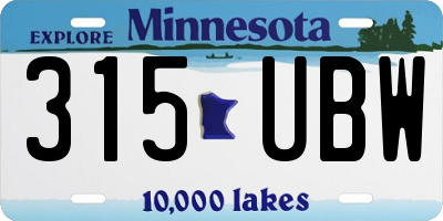 MN license plate 315UBW