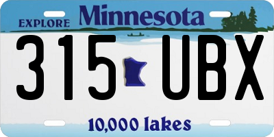 MN license plate 315UBX