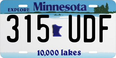 MN license plate 315UDF
