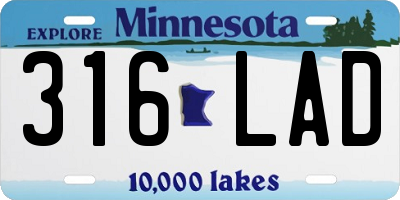 MN license plate 316LAD