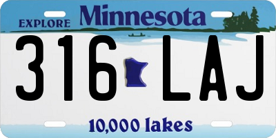 MN license plate 316LAJ