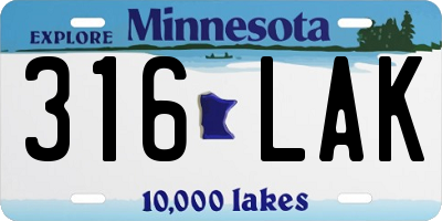 MN license plate 316LAK