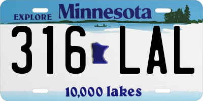 MN license plate 316LAL