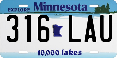 MN license plate 316LAU