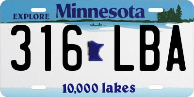 MN license plate 316LBA
