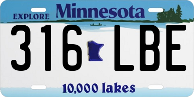 MN license plate 316LBE