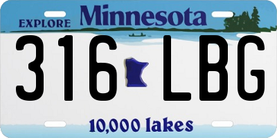 MN license plate 316LBG