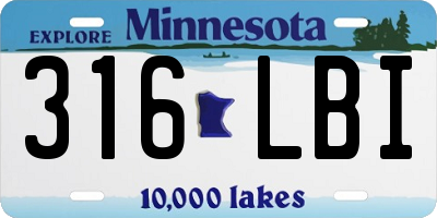 MN license plate 316LBI