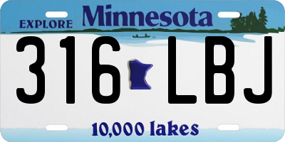MN license plate 316LBJ
