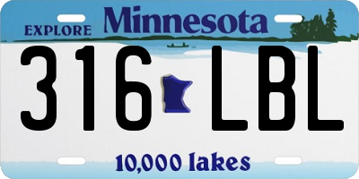 MN license plate 316LBL