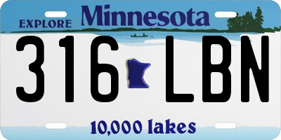 MN license plate 316LBN