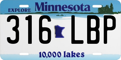 MN license plate 316LBP