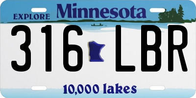 MN license plate 316LBR