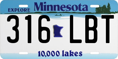 MN license plate 316LBT