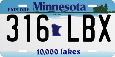MN license plate 316LBX