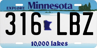 MN license plate 316LBZ