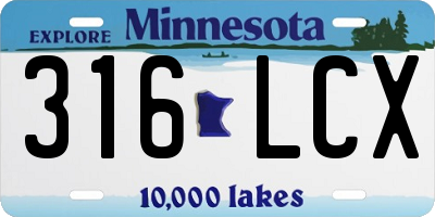 MN license plate 316LCX