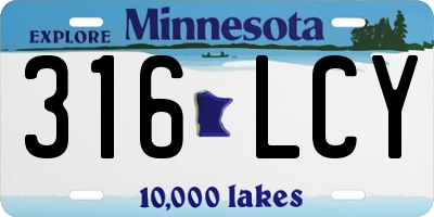 MN license plate 316LCY