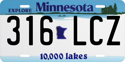 MN license plate 316LCZ