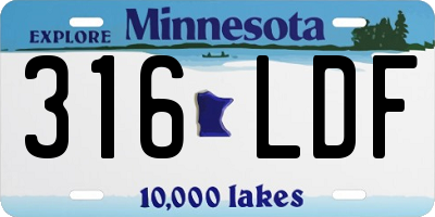MN license plate 316LDF