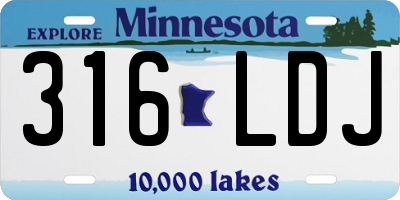 MN license plate 316LDJ