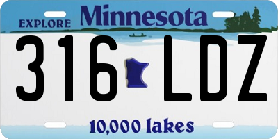 MN license plate 316LDZ