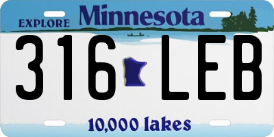 MN license plate 316LEB