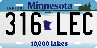 MN license plate 316LEC