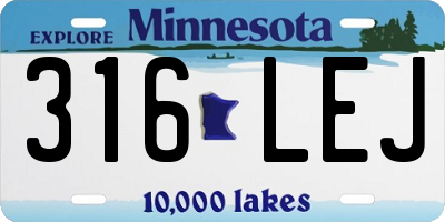 MN license plate 316LEJ