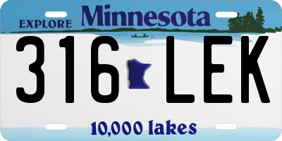 MN license plate 316LEK