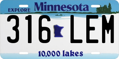 MN license plate 316LEM