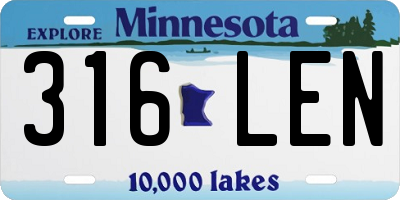 MN license plate 316LEN