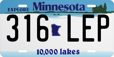 MN license plate 316LEP