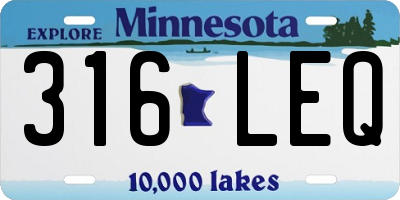 MN license plate 316LEQ