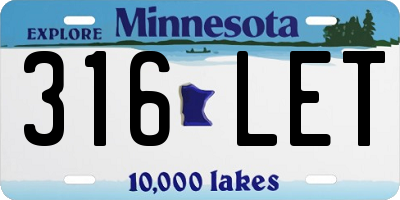 MN license plate 316LET