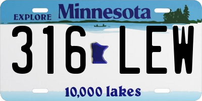 MN license plate 316LEW