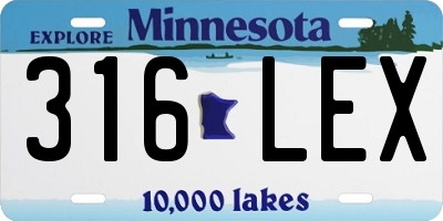MN license plate 316LEX