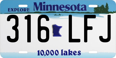 MN license plate 316LFJ