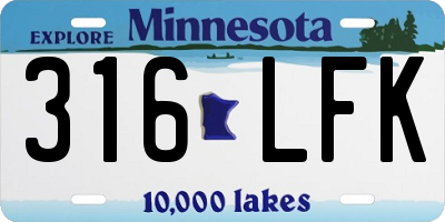 MN license plate 316LFK