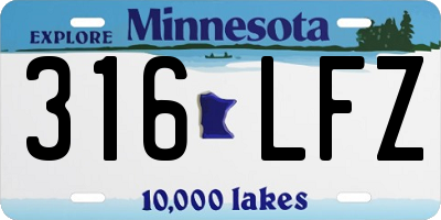 MN license plate 316LFZ