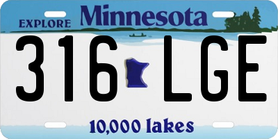 MN license plate 316LGE