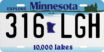 MN license plate 316LGH