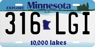 MN license plate 316LGI