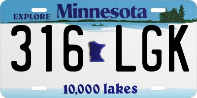MN license plate 316LGK
