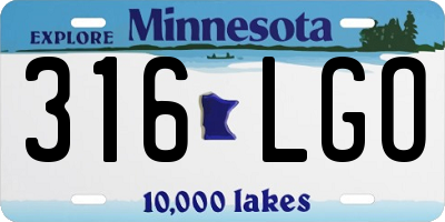 MN license plate 316LGO