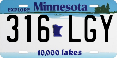 MN license plate 316LGY