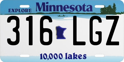 MN license plate 316LGZ