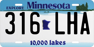 MN license plate 316LHA
