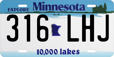 MN license plate 316LHJ