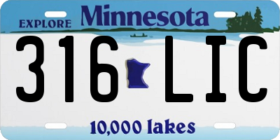MN license plate 316LIC